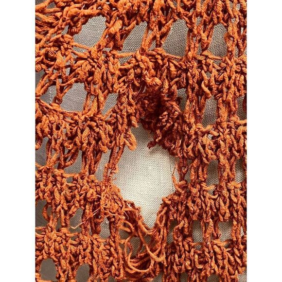 $148 Free People Crocheted Top in Burnt Orange - size M !has a hole! - Picture 3 of 9